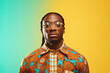 Portrait of a young african american man in glasses on colorful background. Generative AI