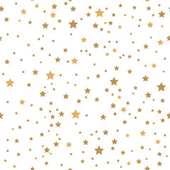 Wall Mural - gold stars on white background seamless pattern. transparent background illustration.