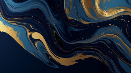 Wall Mural - luxury background, captivating blend of gold and deep blue, creating an abstract design. liquid art.