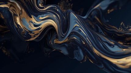 Wall Mural - luxury background, captivating blend of gold and deep blue, creating an abstract design. liquid art.
