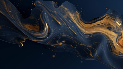 Wall Mural - luxury background, captivating blend of gold and deep blue, creating an abstract design. liquid art.