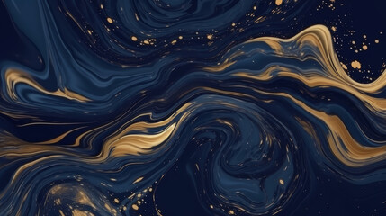 Wall Mural - luxury background, captivating blend of gold and deep blue, creating an abstract design. liquid art.
