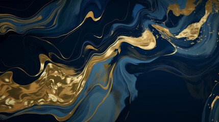 Wall Mural - luxury background, captivating blend of gold and deep blue, creating an abstract design. liquid art.