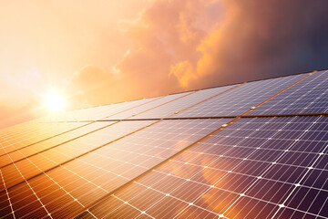 Wall Mural - sun reflection on solar panel. renewable energy. renewable energy to businesses, homes and smart cit