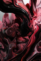 Wall Mural - black and pink paint swirl marbling with its intricate patterns, combining ink, paint, and marble te