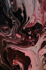 Wall Mural - black and pink paint swirl marbling with its intricate patterns, combining ink, paint, and marble te
