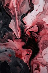 Wall Mural - black and pink paint swirl marbling with its intricate patterns, combining ink, paint, and marble te
