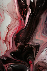Wall Mural - black and pink paint swirl marbling with its intricate patterns, combining ink, paint, and marble te