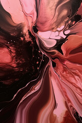 Wall Mural - black and pink paint swirl marbling with its intricate patterns, combining ink, paint, and marble te