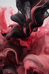 Wall Mural - black and pink paint swirl marbling with its intricate patterns, combining ink, paint, and marble te