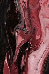 Wall Mural - black and pink paint swirl marbling with its intricate patterns, combining ink, paint, and marble te