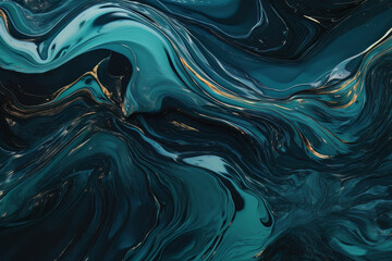 Wall Mural - Abstract dark deep blue flowing waves provide a visually captivating background, seamlessly merging smooth gradients, curved lines, and fluid motion. Luxury silk and satin banner. Generative AI.