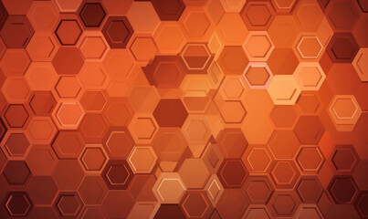 Abstract terracotta color background or wallpaper with hexagons, Generative AI