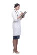 © ASDF - in full growth. female doctor with clipboard.
