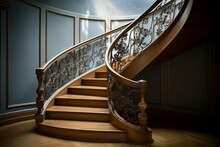 Wood Staircase Floor Modern. Generate Ai
