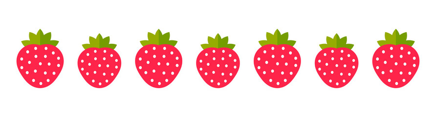 Wall Mural - strawberries fruits border pattern png illustration.