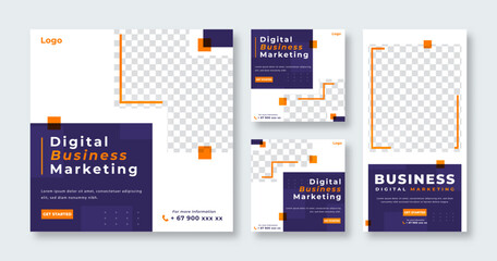 Digital Marketing Agency Social Media Post for Online Marketing Promotion Banner, Story and Web Internet Ads Flyer