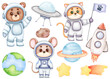 Animal astronauts and space set