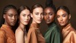 © Salsabila Ariadina - A diverse group of beautiful women with natural beauty and glowing smooth skin. Portrait of many attractive female fashion models with great skincare of all races, tones and style, Generative AI