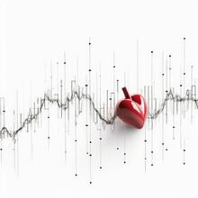 Drawing Cardiogram With Red Heart. Ai Generated Art.