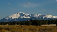 Lockdown Time Lapse Shot Of Beautiful Landscape With Snowcapped Mountains Against Sky - Flagstaff, Arizona