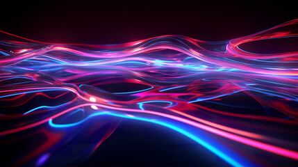 Wall Mural - neon glow and lighting lines illustration & wallpaper, in the style of light indigo and magenta, chr