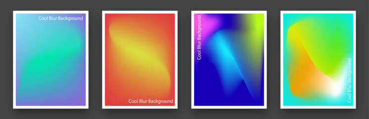 Cool Blurred backgrounds set with modern abstract blurred color gradient patterns. Templates collection for brochures, posters, banners and cards. Vector illustration.