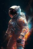 Fototapeta Kosmos - Astronaut floating in colorful space, Generative AI