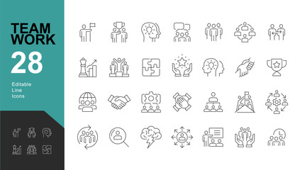 Wall Mural - teamwork line editable icons set. vector illustration in modern thin line style of business icons: c