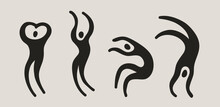 Set Of Dancing Abstract Silhouettes Of People. Hand-drawn Elements For Decor. Vector Illustration.
