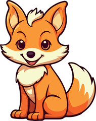 Wall Mural - fox cute illustration funny animal character cartoon sticker mascot, vector illusatration eps 10