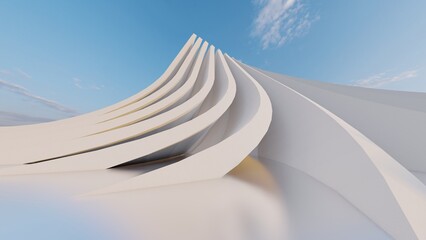 Poster - Futuristic architecture background curved building 3d render