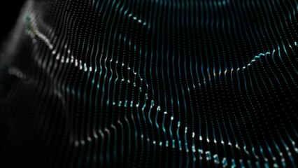 Aufkleber - Dynamic particles wave flowing over dark.Dynamic particles sound wave flowing over dark.