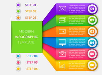 Abstract background with steps, parts, options, processes template. Graphical way of presenting information, data and knowledge. Banner with infographic editions. Business graphic, chart with icons