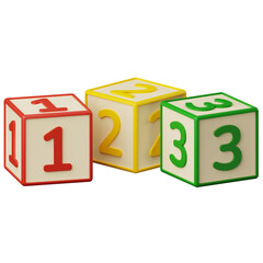 Number One Two Three 3d icon illustration