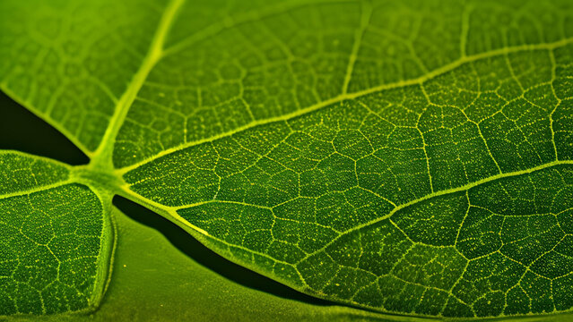 background texture green leaf structure macro photography - AI Generative
