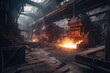© Tamara - Work process in metallurgical engineering at manufacture of steel plant. Generative AI