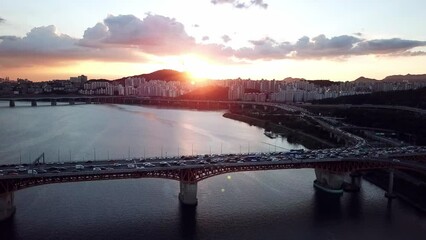 Wall Mural - Aerial view at Seoul City Skyline ,South Korea