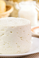 Sticker - Brazilian cheese made in Minas Gerais, breakfast tradition, called Queijo Minas, homemade, rural food