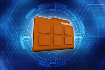 Poster - 3d rendering folder with documents