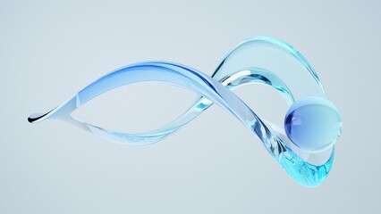 Poster - 3D Abstract background on light background, gradient glass dispersion with crystal ball, Iridescent design element for banner background.