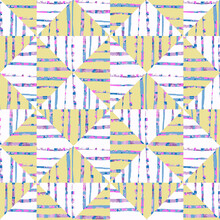 SF_Striped Texture Windmill Quilt Block, Seamless Vector Repeating Pattern Print
