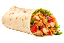 Chicken Wrap Isolated On Transparent Background. Generative Ai