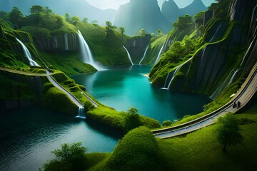 Wall Mural - waterfall in the mountains