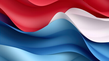 Poster - 3d rendering abstract background with smooth wavy lines in red, blue and white colors generative ai