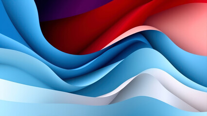 Poster - abstract background with red, blue and white paper layers. vector illustration generative ai