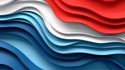 Poster - 3D abstract background with blue, red and white colors. Vector illustration generative ai