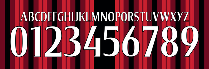 Wall Mural - font vector team 2014 - 2015 kit sport style font. football style font with lines and points inside. Rossoneri. milan font. sports style letters and numbers for soccer team