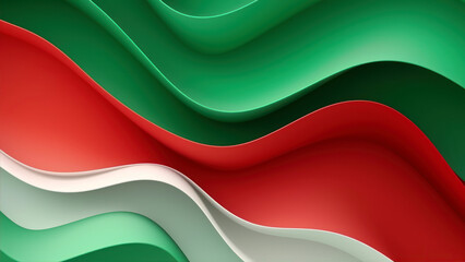 Poster - 3d rendering of abstract background with smooth wavy lines in red, green and white colors generative ai