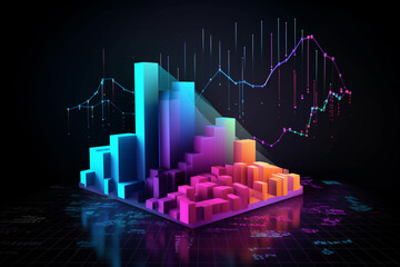 Big data analysis colorful report. Info graphic with graphs and charts. Generative AI